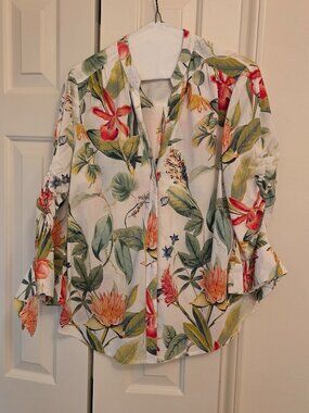 Chico's cotton tropical blouse